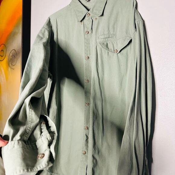 Keeper Bay Light Green Mens Long sleeve Collared Button One Pocket Shirt Size L - Picture 1 of 8
